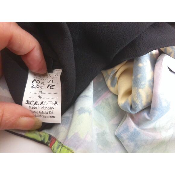 Artista Budapest Handmade Designer Sleeveless Graphic Maxi Dress Size Large - Picture 9 of 13